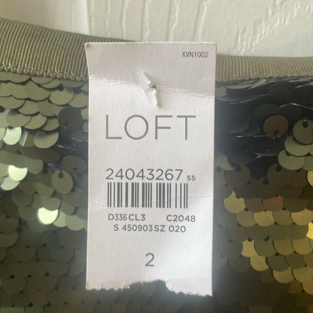 New olive green sequined mini skirt by LOFT  - st Patrick’s day, holiday. Sexy - Picture 7 of 7